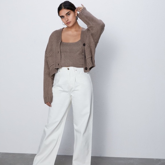 zara pocket knit cardigan